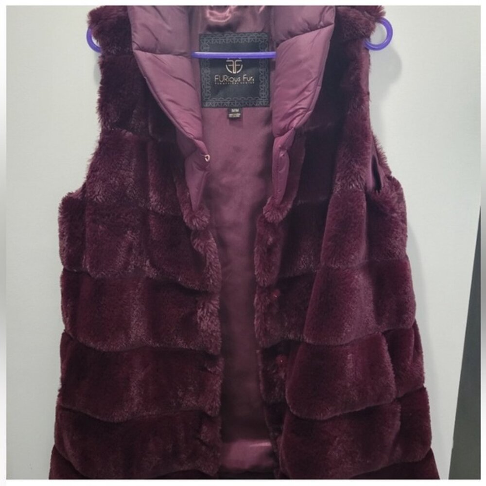 The Ethical ChoiceFaux Mink Fur Rail Vest with Contrasting Fabric At the